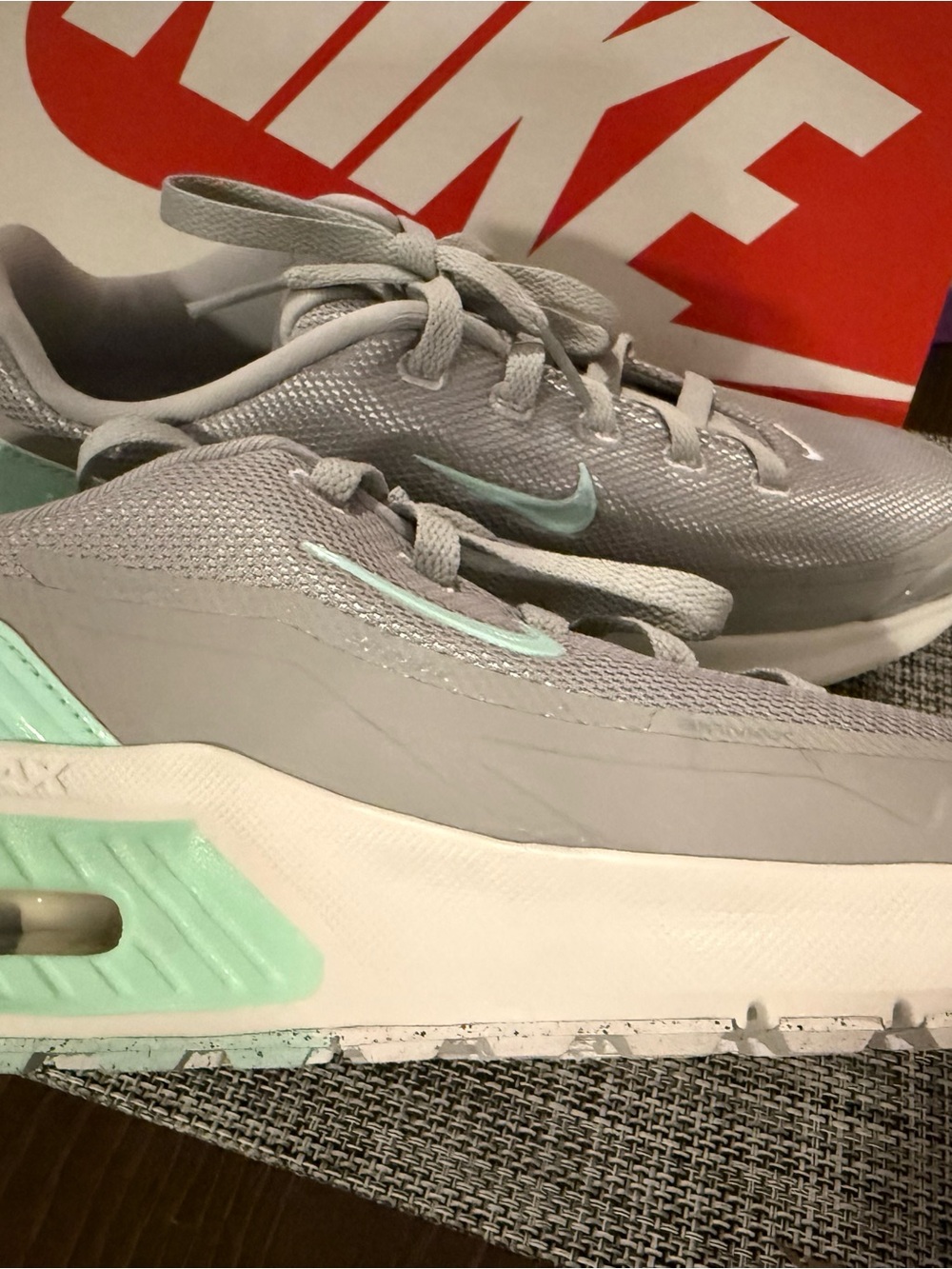 Nike Women’s Air Max Sneakers in Light Gray and Mint Green - Picture 2 of 6
